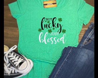 Blessed St Patricks Day Shirt | Women's St Patrick's Day Bling Shirt | Ladies St Patty's Day TShirt | St Patricks Day Christian Shirt