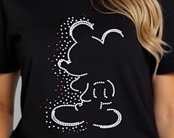 All Rhinestone magic kingdom Shirt Bling Womens Mouse Shirts Disney Ladies Minnie TShirts vacation Shirts matching vacay Shirts