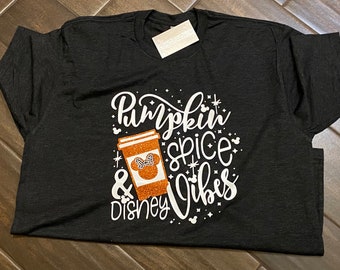 Women's Pumpkin Spice Shirt | Bling Womens Disney Shirts | Ladies Pumpkin Latte  TShirts