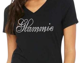 Rhinestone Grandma Shirt Bling Glammie Tee Crystal Nana Top Sparkle Granny Clothing Bedazzled Mimi Gift Glammie Grandmother Apparel Glam