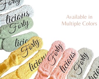 Personalized Fortylicious Fuzzy Socks for Women Custom Fun 40th Birthday Gift Idea Customized Party Favor Socks forty fabulous gift
