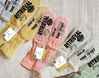 Custom Retrieval Day IVF Fuzzy Socks Personalized Egg Retrieval Day Socks Customized Gift Idea IVF Transfer Socks Comfort Cozy Support