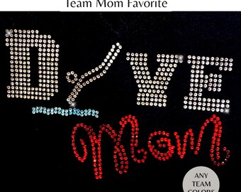 Personalized bling dive mom shirt custom rhinestone embellished top customized gift idea for proud diving moms poolside or at meets