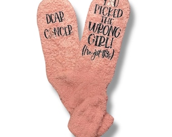 Breast Cancer Socks You picked the wrong girl cancer sucks socks Colon Cancer Breast Cancer gift Cancer care package cancer comfort gift