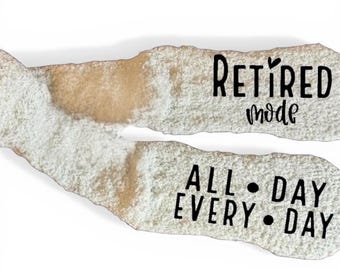 Retirement Fuzzy Sock Personalized Gift Retirement Idea Custom Cozy Funny Present Comfort Woman Customized Design Unique Message Thoughtful