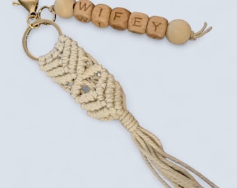 Personalized custom macrame keychain with name customized gift idea for bridesmaids friends wedding party favors handmade key ring