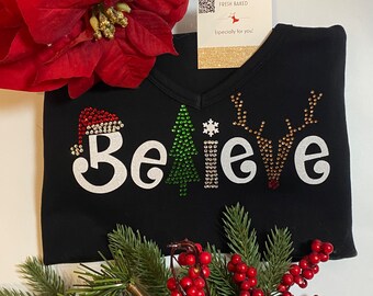 Believe Christmas Shirt | Women's Christmas Shirt | Womens Believe Christmas Shirts | Christian Shirts | Christmas TShirts