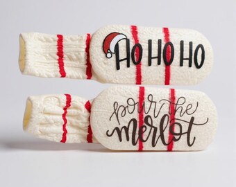 Christmas socks | Christmas Ho Ho Ho Pour the Merlot Socks | Fun Christmas socks for women | Christmas Gift