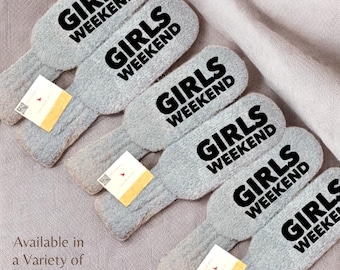 Personalized Fuzzy Girls Weekend Socks gift idea Girls Trip Socks cozy weekend Bachelorette party favor girls 2025 weekend Bundle besties