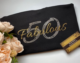 Custom Rhinestone BLiNg Fabulous 50 Shirt | 50th Birthday Shirt | Women's 50th Birthday Shirt