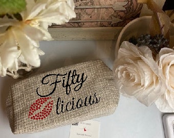 FiftyLicious Makeup bag | 50th birthday gift for women | 50 & Fabulous gift | 50th birthday ideas