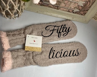 Fiftylicious socks | Birthday Shirt | 50th Birthday socks | 50th Birthday Gift | 50th birthday gift for women