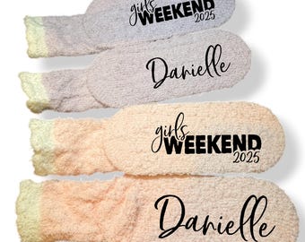 Custom Girls Weekend Socks Cozy Bachelorette Party Gift Bridesmaid Proposal Matching Girls Trip Favor Personalized Girls trip gift idea