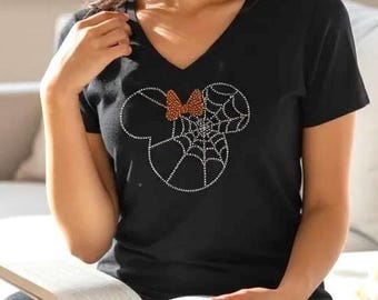 Custom Rhinestone Halloween spooktacular Shirt Personalized Spooky Bow Mouse Cute Customized spooktacular Gift nightmare before Christmas