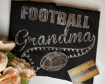 Bling football grandma rhinestone embellished shirt personalized custom customized gift idea custom team colors football grandma tee gift