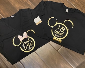 Disney Proposal Shirts with Date| I asked shirt | I said yes shirt | Engagement shirts | Engagement gift | Proposal gift | fiancé gift