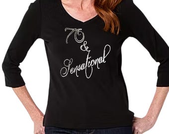 Custom gift for 70th birthday 70 & Sensational Shirt 70th Birthday gift idea customized Women's 70th Birthday Shirts