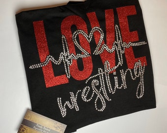 Love Wrestling Glitter / Bling Shirt | Women's Wrestling shirts | Wrestling Mom Shirt | Mom Shirts | Love Wrestling TShirts