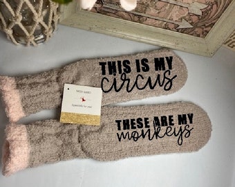 This is my circus fuzzy socks | Socks for Women | gift for mom | mothers day gift | mom gift | birthday gift | my little monkeys