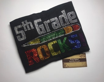 Bling 5th Grade Rocks Shirt | Teacher Shirts | Teacher Gifts | School Gifts | 5th Grade Teacher Shirts