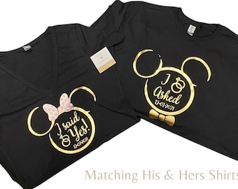 Disney Proposal Shirts with Date| I asked shirt | I said yes shirt | Engagement shirts | Engagement gift | Proposal gift | fiancé gift