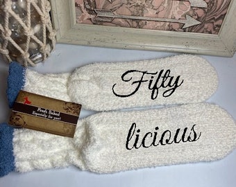 Fiftylicious socks | Birthday Shirt | 50th Birthday socks | 50th Birthday Gift