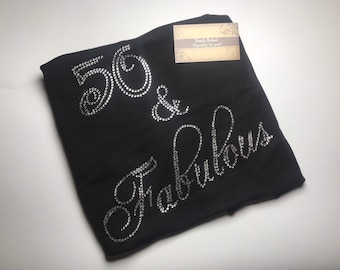 Custom Rhinestone BLiNg 50 & Fabulous Shirt | 50th Birthday Shirt | Women's 50th Birthday Shirts
