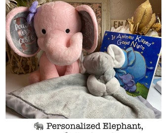 Birth Announcement | Baby Shower | Personalized Elephant | Newborn Gift | New Baby | Infant Elephant Gift| Baby Keepsake