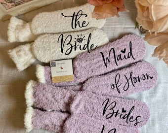 Fuzzy Bridal Party Socks | Bride to Be Socks | Maid of Honor Gift | Bridesmaid Socks | Bridesmaids Gift | Bridal Party Proposal