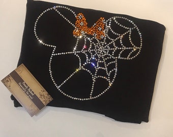 All Rhinestone Disney Halloween Shirt | Women's Minnie Halloween Bling Shirt | Bling Minnie Shirts | Ladies Disney TShirts