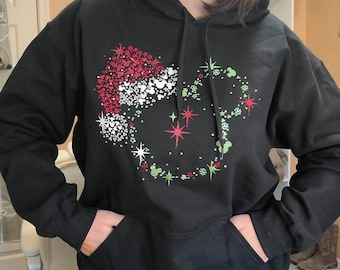 Rhinestone and Glitter Mickey Christmas Shirt -Large Sweatshirt- |  Disney Shirts | Christmas Mickey Shirt | Disney Christmas Shirt
