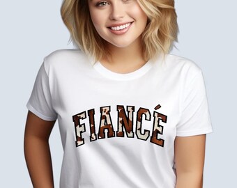 Custom Fiancé Shirt for Women bride to be  Cow Print Fabric Tee I said yes Customized Engagement Outfit Gift Idea miss to Mrs