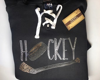 Bling Hockey Hoodie | Bling Hockey Shirt | Hockey Mom Shirts | Women's Hockey Shirts