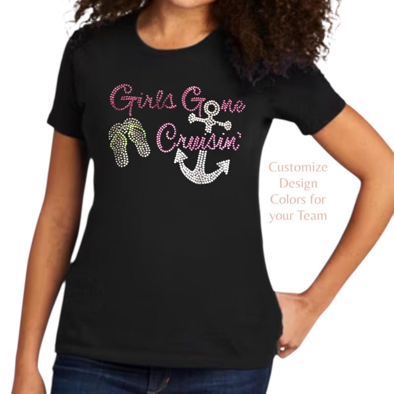 Rhinestone Cruise Hat Shirt Bundle Vacation Outfit Personalized Gift Cruise Apparel Custom Design Sparkly Accessory Travel Merchandise Group image 6
