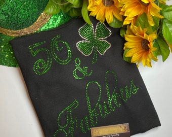 BLiNg Irish 50 & Fabulous St Patricks day Shirt | 50th Birthday Shirt with Shamrock | Women's St. Patty's day 50th Shirt