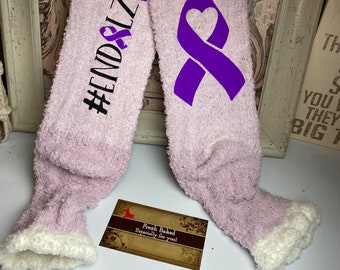 Fuzzy Alzheimer's Awareness Socks | End Alzheimer's Socks | Alzheimers | Alzheimers Awareneess Month