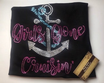 Bling Cruise Shirt | All Rhinestone Girls Gone Cruising shirts | Cruise Ticket | Girls Cruise | Girls Trip Shirt |