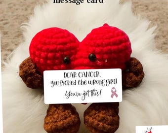 Crochet Heart Pocket Hug Breast Cancer Gift Survivor Support Token Chemo Care Package Handmade Heart Keepsake Cancer Encouragement Gift