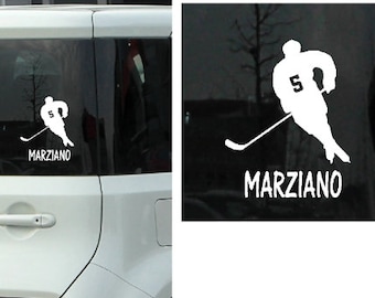 Custom Vinyl Male Hockey Sticker with Number and Name | Vinyl Hockey Decal | Hockey Player