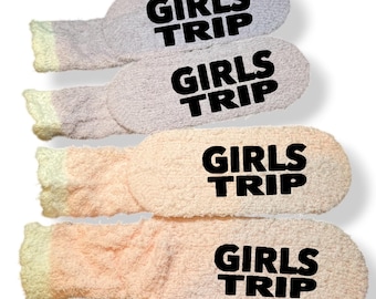 Personalized girls weekend fuzzy socks custom girls trip socks customized gift idea for bridesmaids bachelorette party or girls getaway