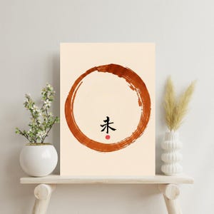 Enso Circle Canvas Print, Japanese Zen Wall Art,   Transformation Kanji, Minimalist Spiritual Decor,  Meditation Gift, Japandi Aesthetic