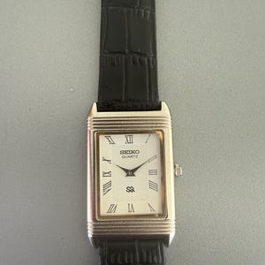 Restored Men's Vintage Seiko Tank Dress Watch, White Silver Dial