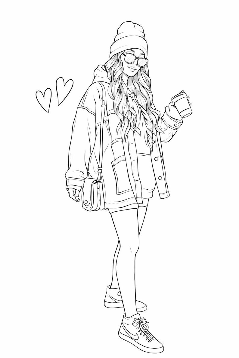 Printable Stylish Girl Coloring Pages – Fun Fashion Coloring Book - Etsy