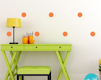 Peel and Stick Light Orange Polka Dot Wall Decals | Long Life | Apartment Safe