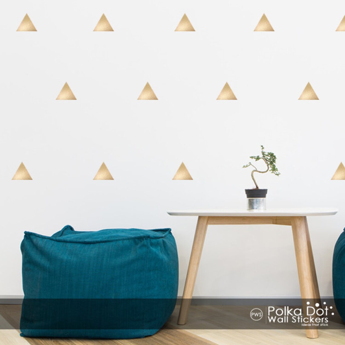 Peel and Stick Metallic Gold Triangle Wall Decals Long Life Etsy