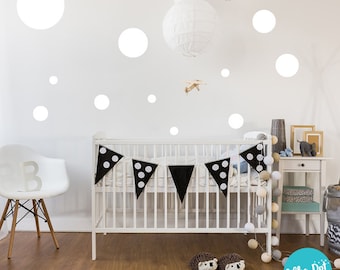 17 Dots - Assorted Size Peel and Stick White Polka Dot Wall Decals | 2 inch to 12 inch