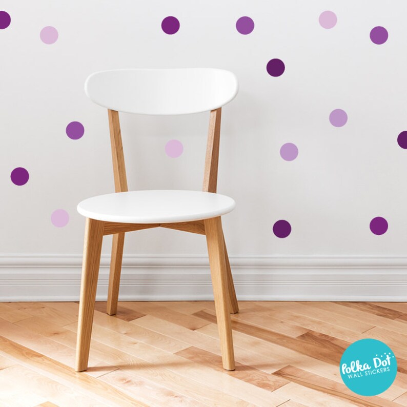 CONF002 Apartment Safe Long Life Shades of Purple Polka Dot Wall Decals