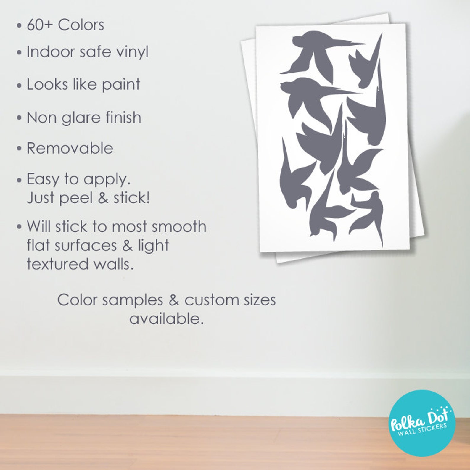 Peel and Stick Flying Birds Wall Decal Long Life Apartment - Etsy