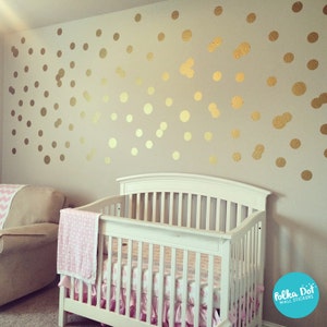 Peel and Stick Metallic Gold Polka Dot Wall Decals | Long Life | Apartment Safe