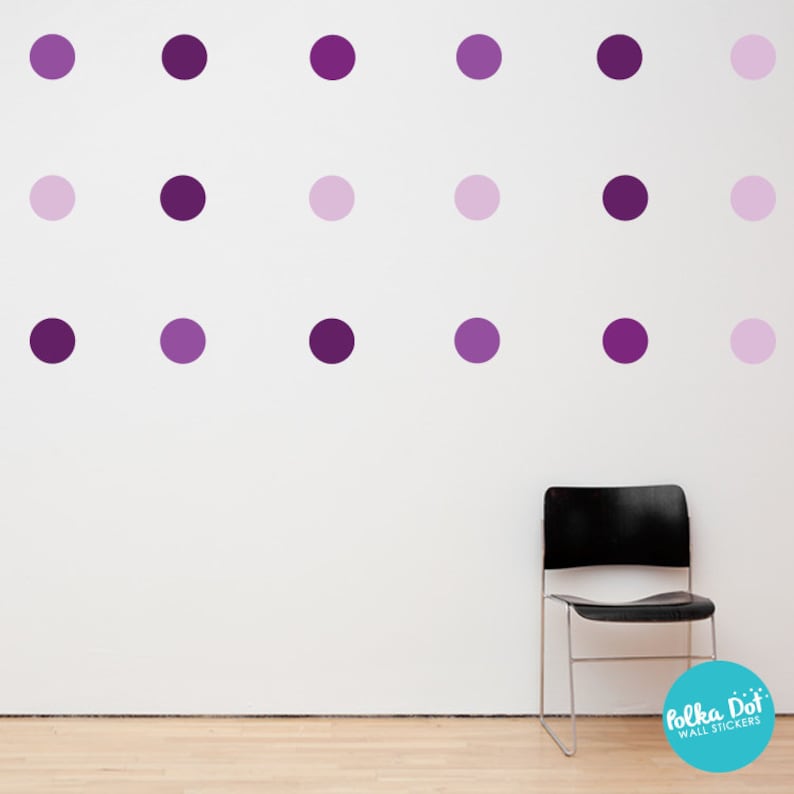 CONF002 Apartment Safe Long Life Shades of Purple Polka Dot Wall Decals